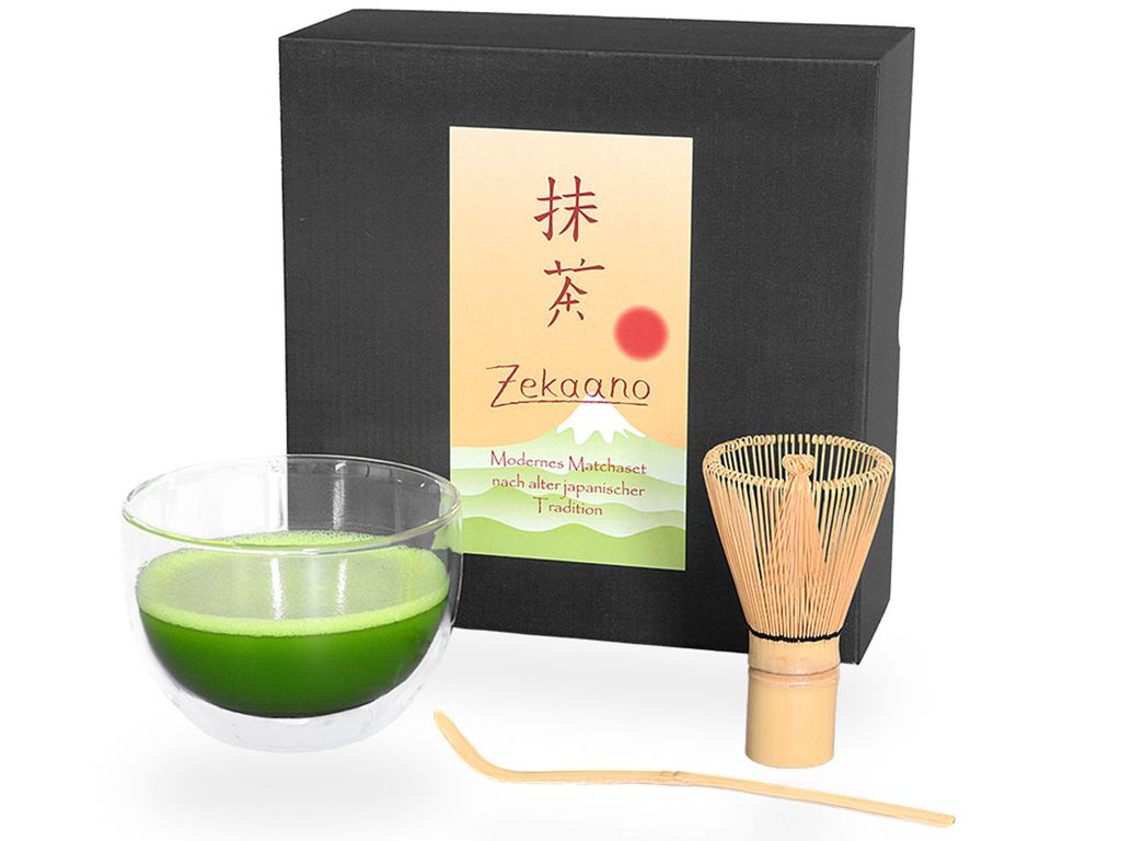 Matcha Set / Matchaset / Matcha Schale aus doppelwandigem Thermo-Glas, 400ml mit Besen, Löffel in Geschenkbox