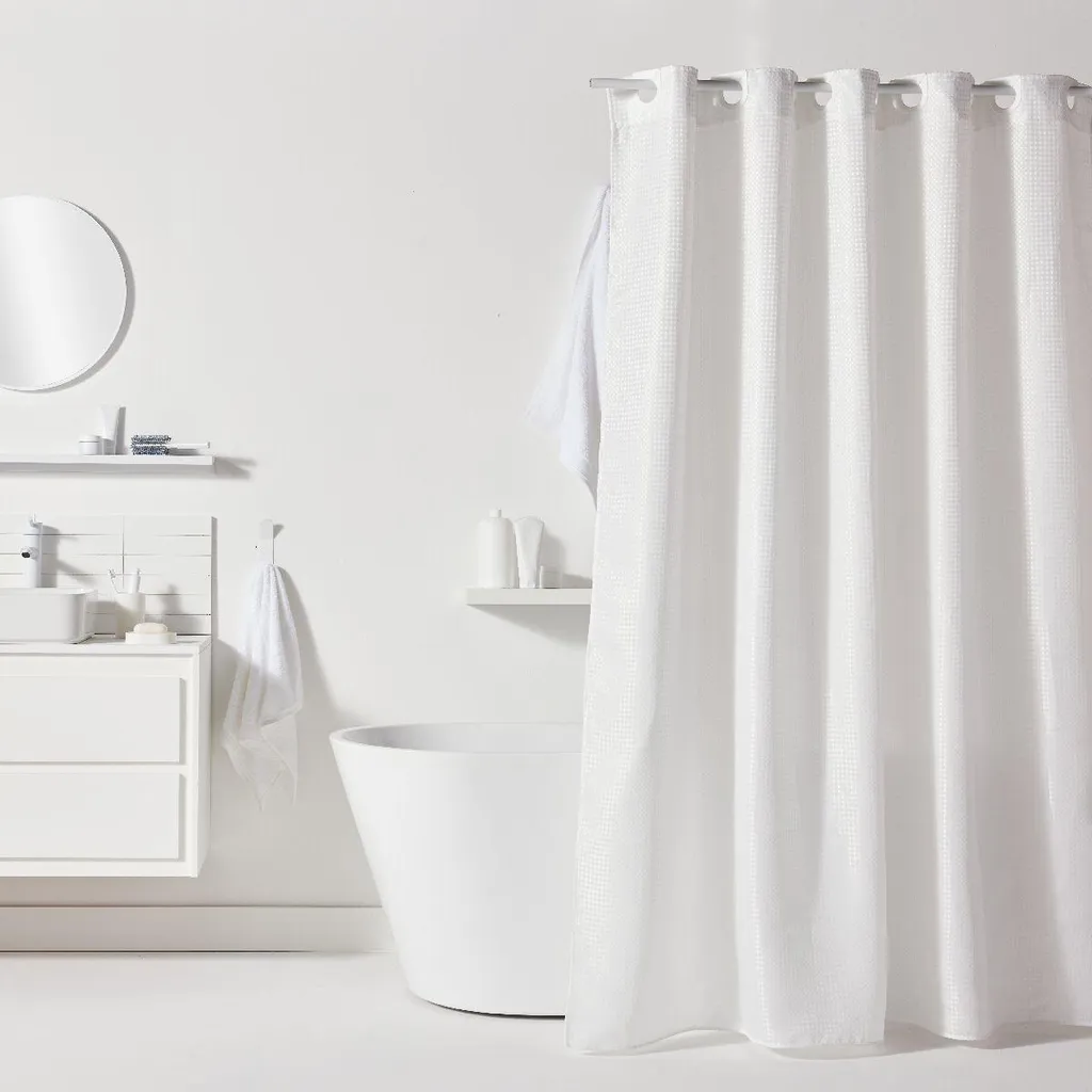 Rideau de douche textile gaufré imperméable BATHROOM - Qualité premium