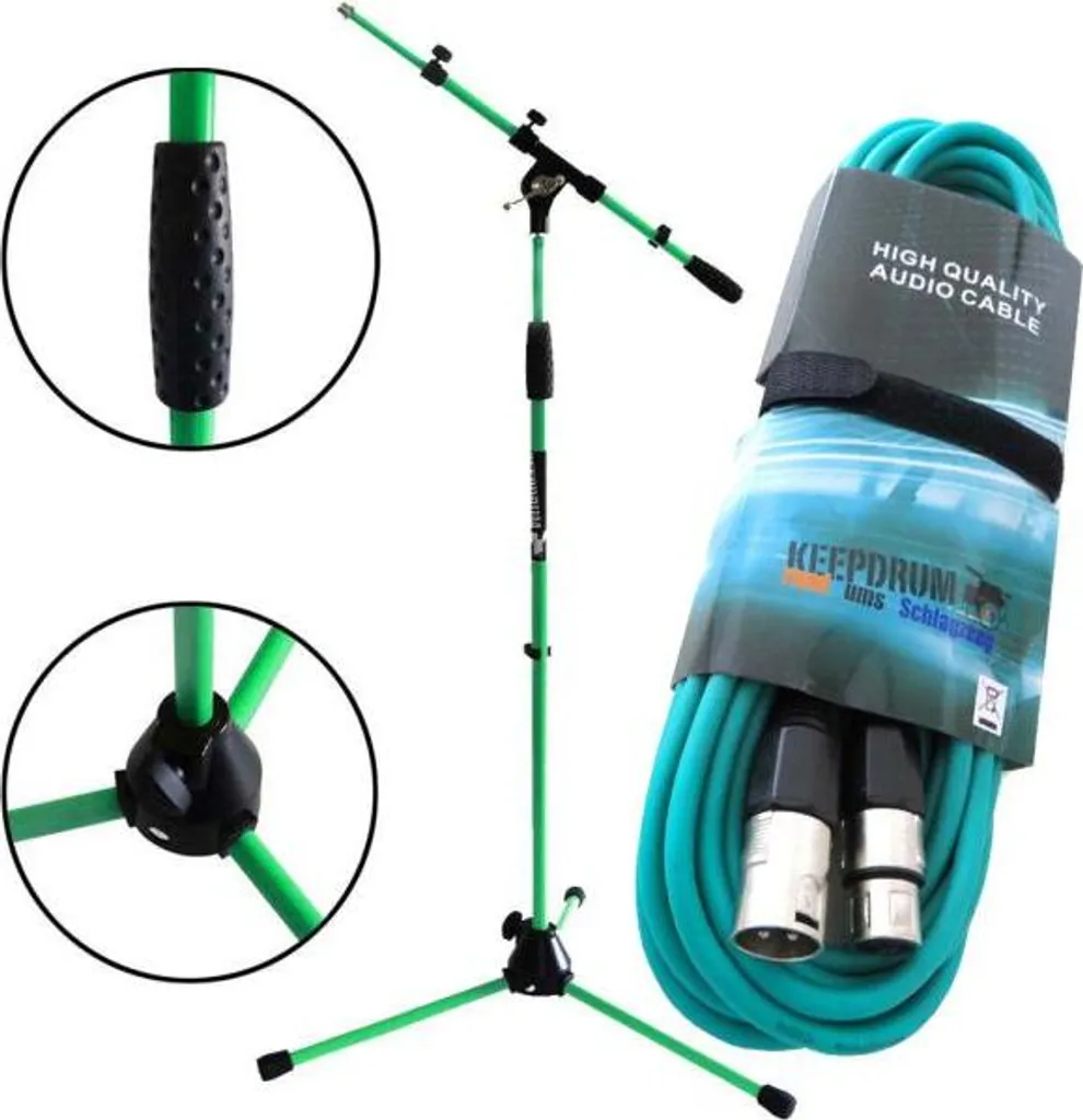 keepdrum MS106 GR asta microfonica verde con cavo