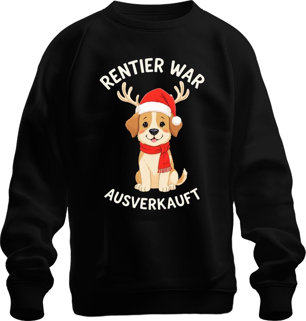 Rentier war t Hundewelpe Weihnachtsgeschenk lustig Uni Sweatshirt Pullover, Schwarz, 3XL