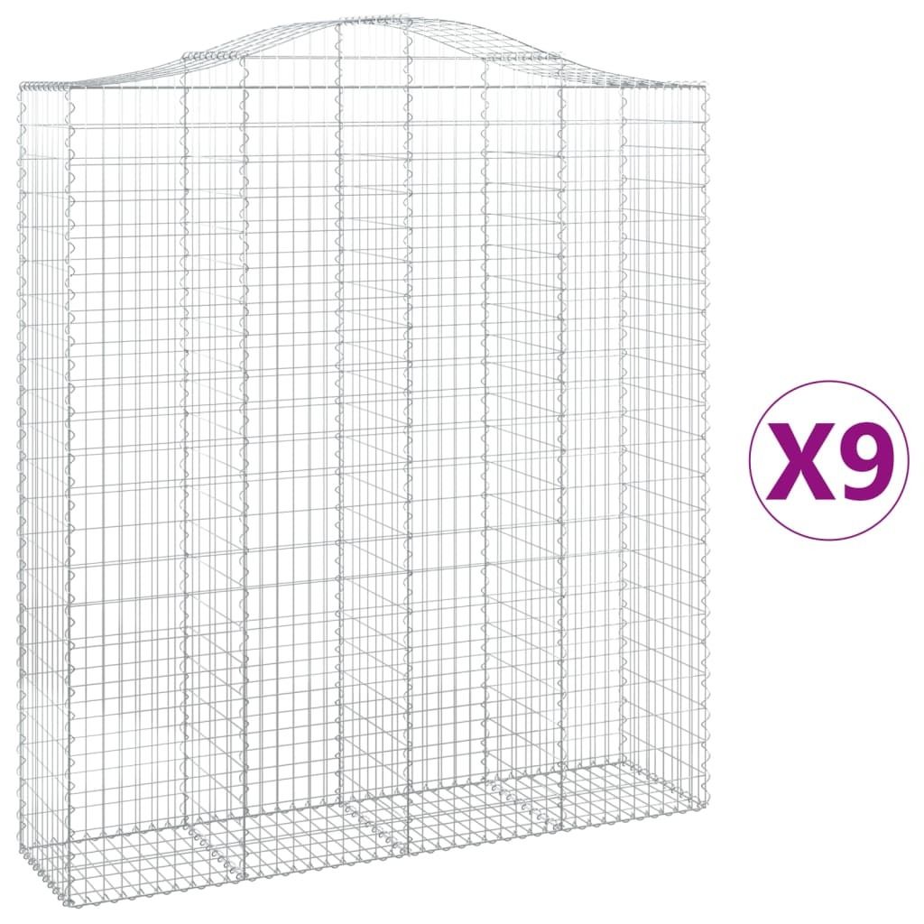 Gabionen mit Hochbogen 9 Stk. 200x50x220/240cm Verzinktes Eisen