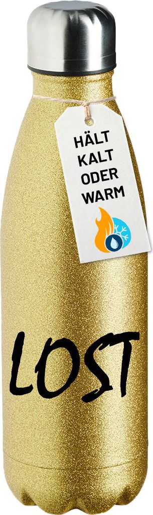 Huuraa Trinkflasche Lost Jugendwort 500ml Gold Edelstahl Wasserflasche Trinkflasche Geschenkidee