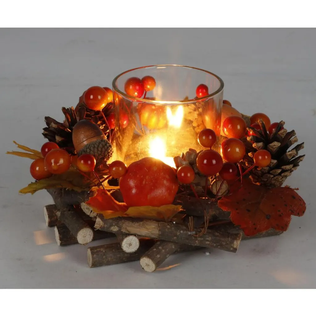 Créez une table chaleureuse avec 12 photophores en verre automne 15 cm