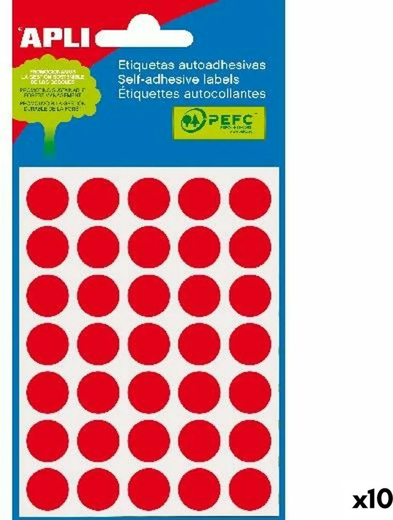 Offerta Etichette Apli Rosse 19mm - 10 Bollini Adesivi Qualità Top