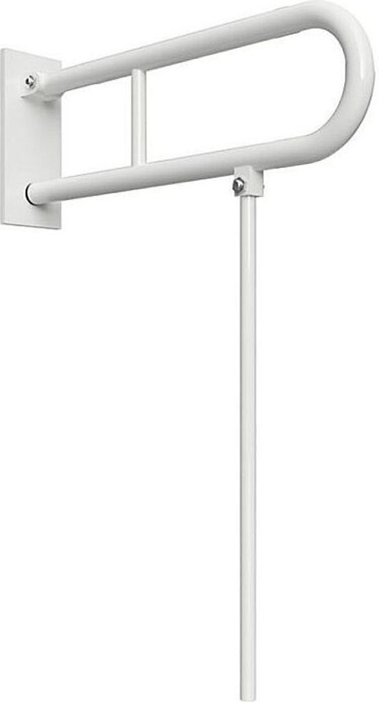 BELP Stützklappgriff in U-Form mit Standfuß Eisen Weiß mit Abdeckung 100x800x766 mm, 120 kg Traglast für Bad & WC >> zum Bohren