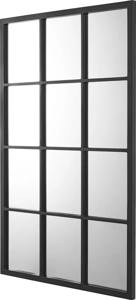 Miroir de fenêtre style verrière noir mat Cupello 90x60 cm pour salon