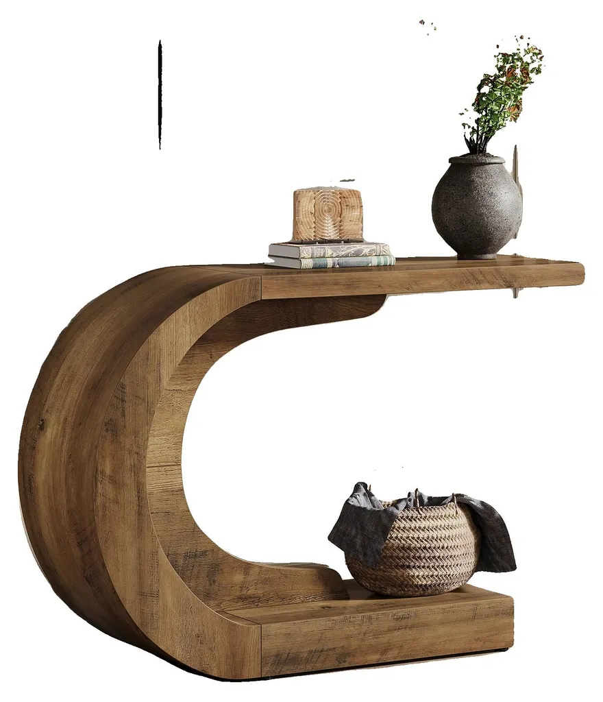 Petite table de salon en C, gagnez de la place avec ce meuble marron fin