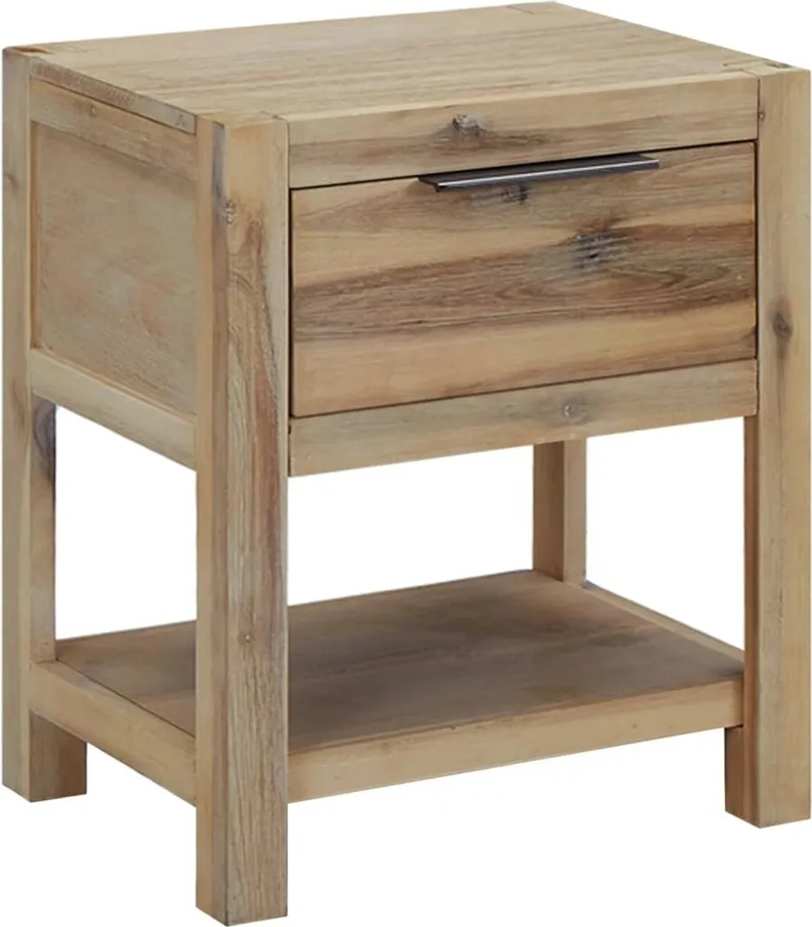Chevet 2 Tiroirs en Bois d'Acacia pour Chambre Adulte et Rangement