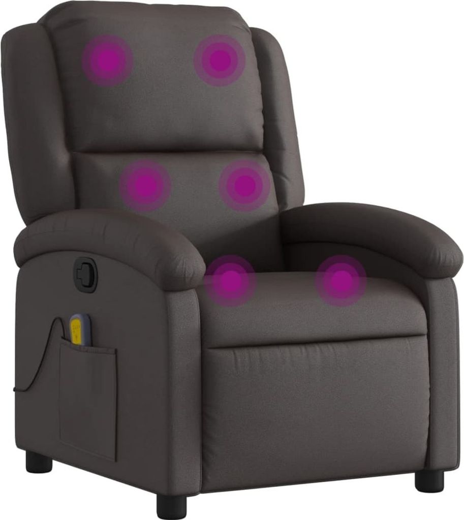 vidaXL Sedia per massaggi marrone scuro in vera pelle Immagine del prodotto 
