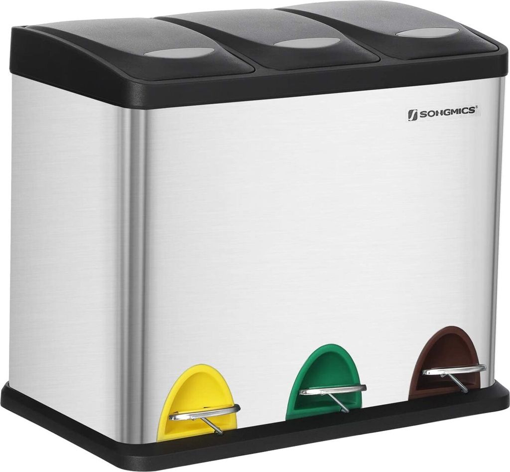 SONGMICS Mülltrenner 3 x 8,0 l edelstahl Produktbild 9