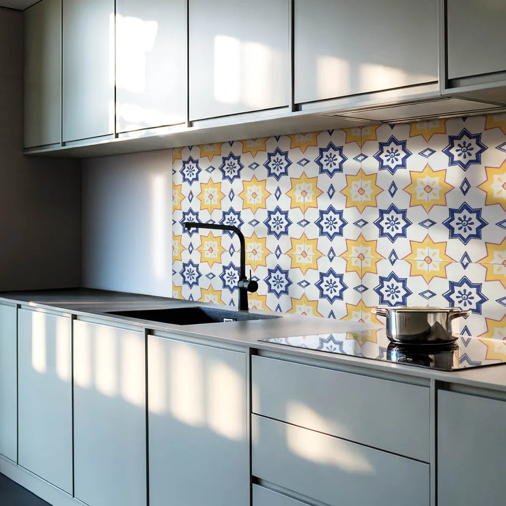 20 Mattonelle Adesive 20x20 Cucina e Bagno - Effetto 3D Stella PVC - 2