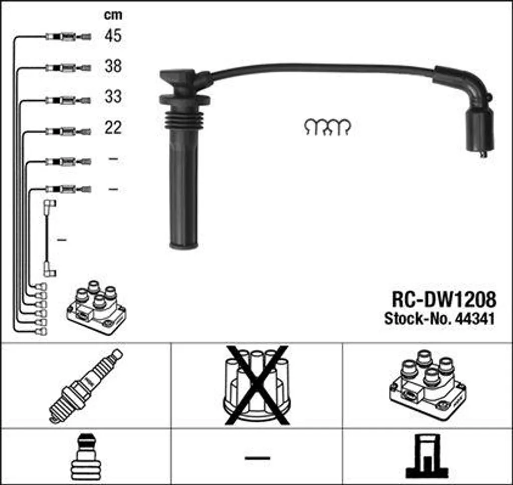 Kit Cavi Accensione NGK 44341 High Performance OE 25183557 Aveo Spark