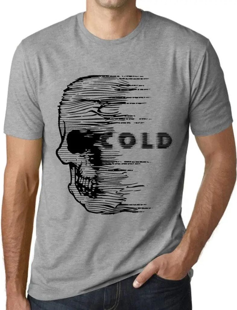 Herren Grafik T-Shirt Angst Schädel kalt – Anxiety Skull Cold – Öko-Verantwortlich Vintage Jahrgang Kurzarm Lustige Druck Geburtstag Geschenk...