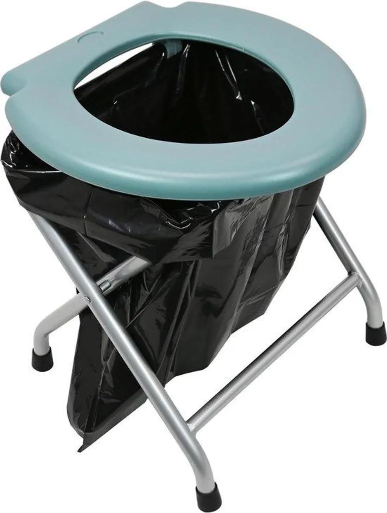 Toilettes pliantes en métal argenté : solution mobile camping et van