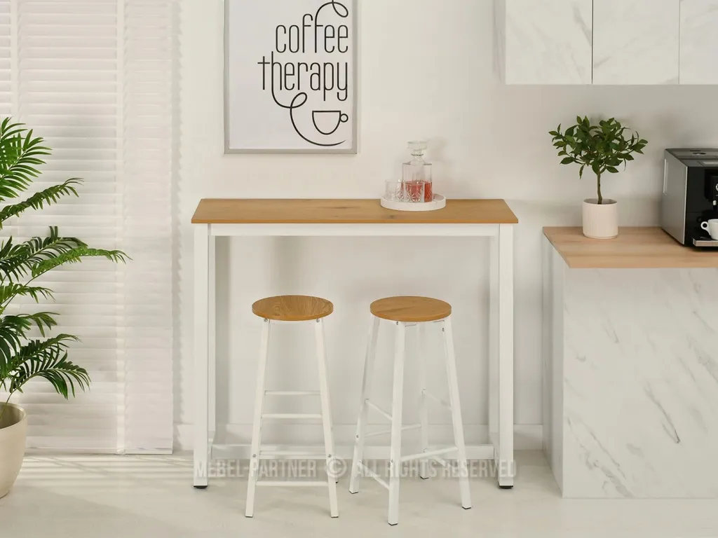 Set Bar Sergio 120x40 Rovere e Bianco | Bancone Moderno Salvaspazio