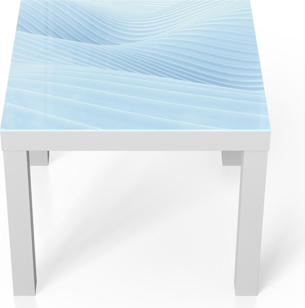 DEQORI Couchtisch 55x55 cm Weiß 'Futuristische Wogen' Glas Beistelltisch