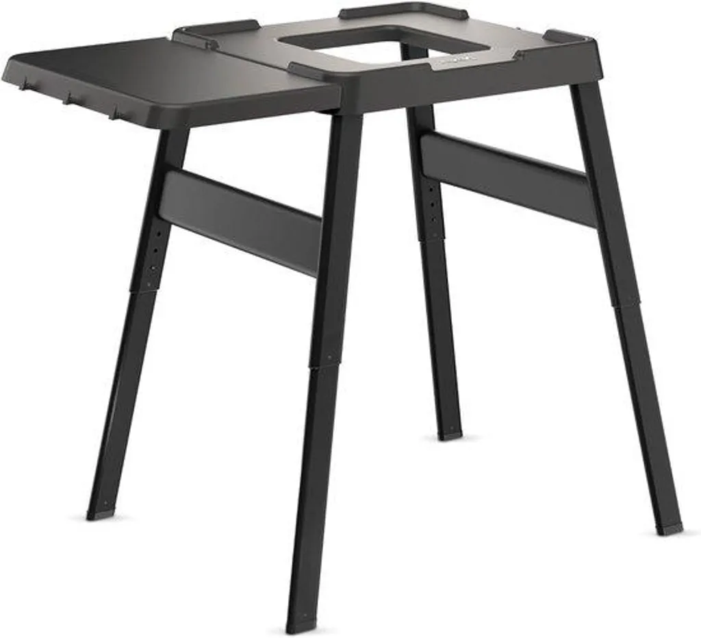 Table barbecue en acier noir réglable avec support four pizza robuste