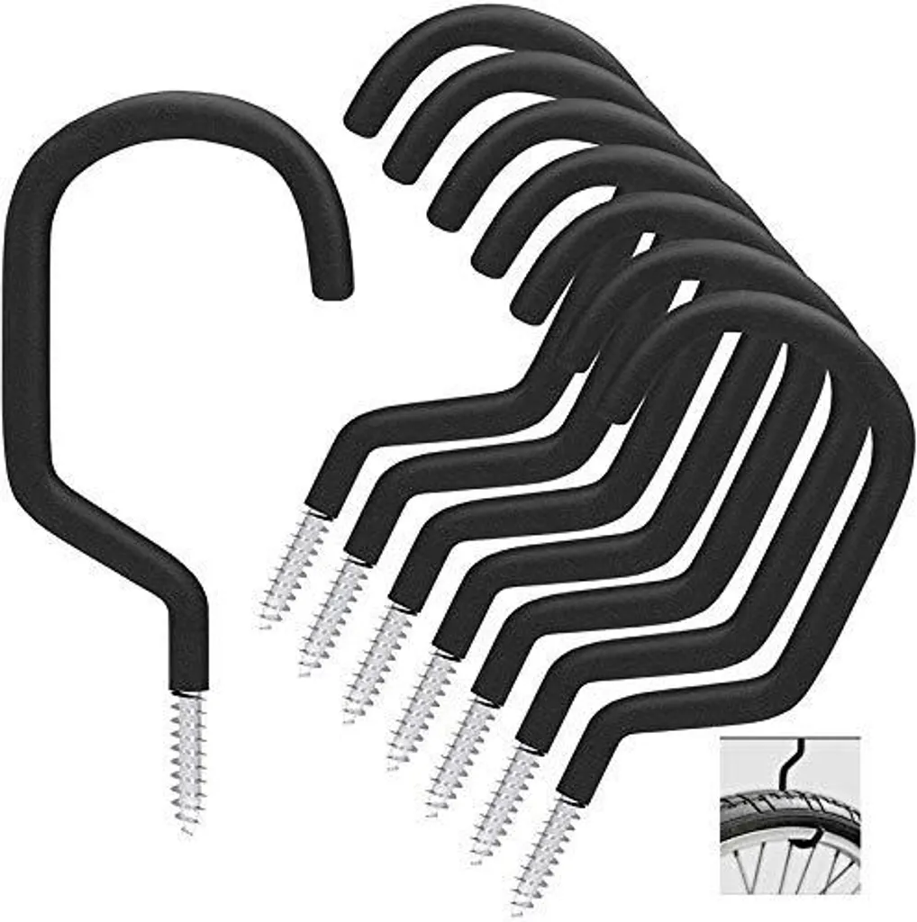 Lot de 8 crochets pour vélos en acier avec revêtement anti-rayure noir
