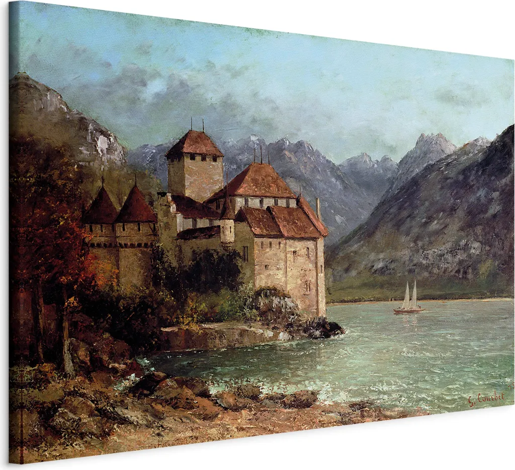 Decorazione Parete Castello di Chillon 90x60 - Quadro Moderno su Tela