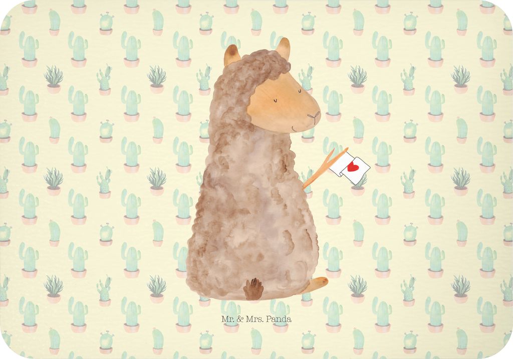 Mr. & Mrs. Panda Kühlschrankmagnet Alpaka Fahne - Kaktus Grün - Geschenk, rechteckmagnet, Alpakas, Lamas, Liebe, haftmagnet, magnet, Lama, zettel...