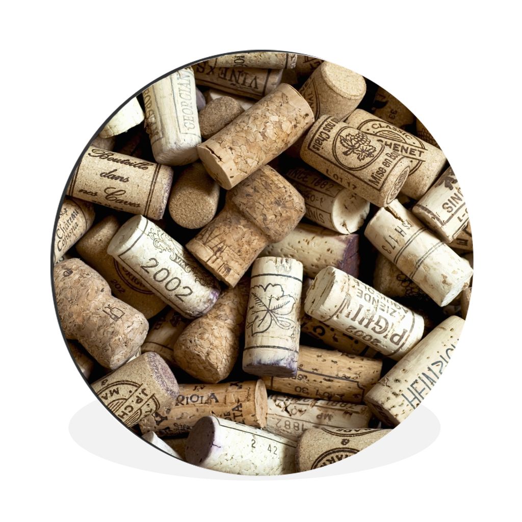 MuchoWow Aluminium Wandkreis Eine große Menge an Korken Ø 60 cm Wanddeko Modern Wohnzimmer - Wand Kreis - Wandbild - Schlafzimmer - Aluminium B...