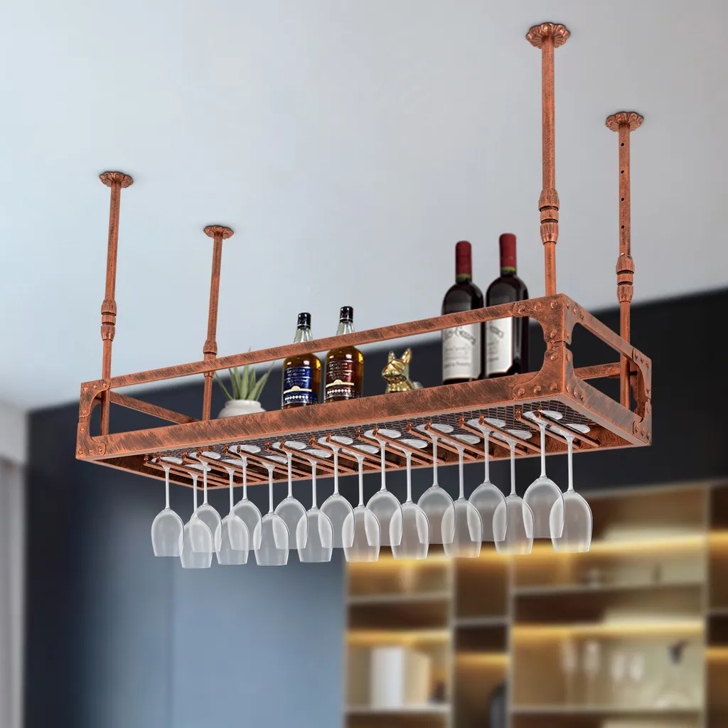 Optimisation gain de place étagère à vin de plafond métal 100cm - 3