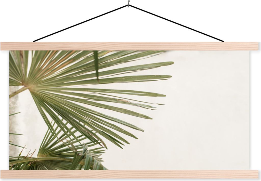 MuchoWow Textilposter Sommer - Blatt - Grün 120x60 cm mit holzfarbenen Rahmen - Klemmleiste