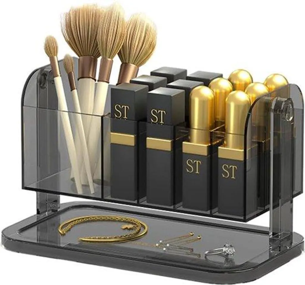 Organiseur maquillage 12 compartiments pour rouge à lèvres et pinceaux