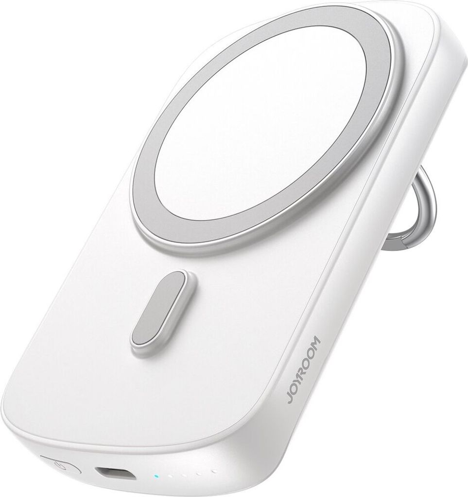 Joyroom induktive Powerbank 6000mAh mit Ring Ständer bis 20W eingebaute superstarke Magnete Weiß (JR-W030)