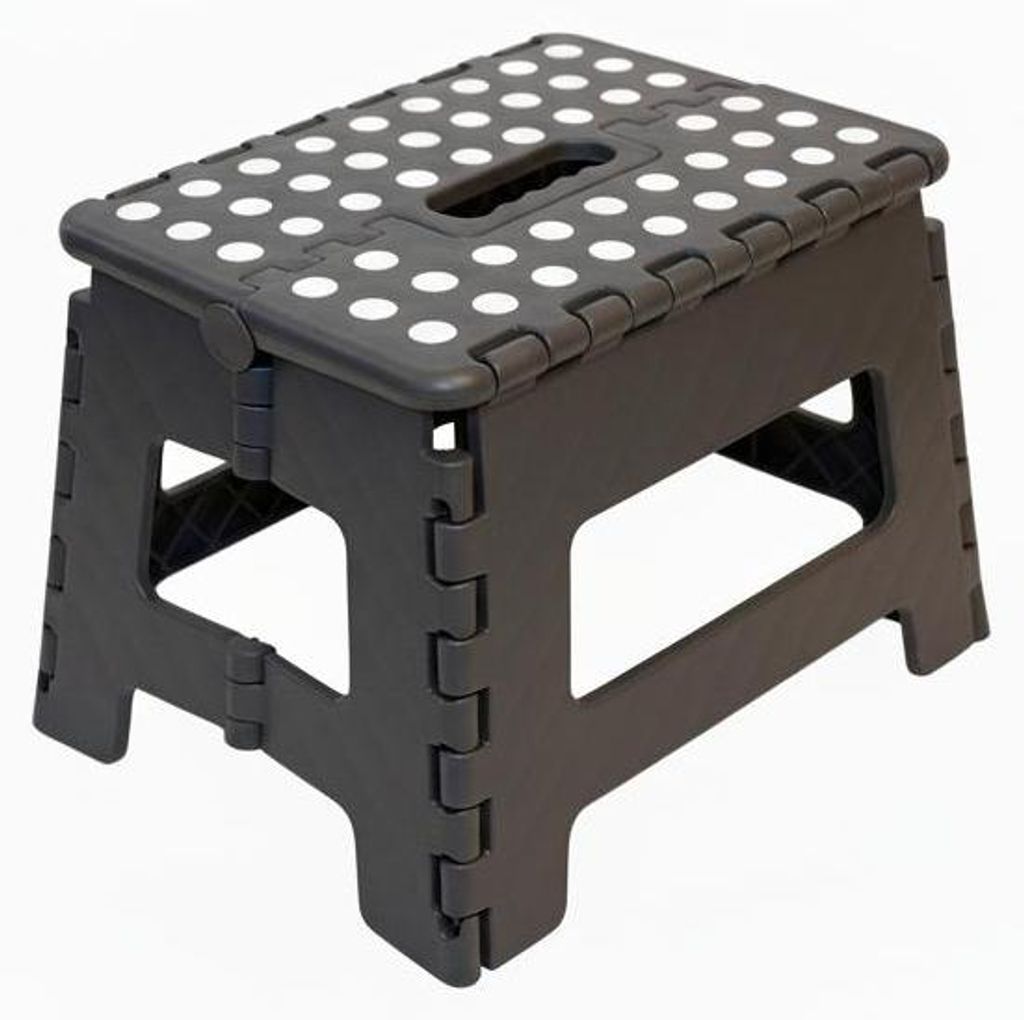 Klapphocker, Tritthocker Dark Grey Faltbar H 22cm bis 150KG Produktbild 