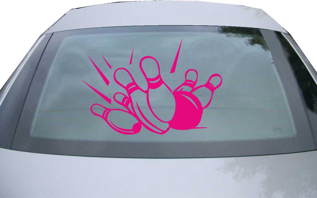 Indigos UG - Aufkleber Heckscheibe & Motorklappe DE7144 - pink - 600x415 mm - Bowling Strike Kegeln - Auto Scheiben Fenster Heckklappe Tuning Racin...