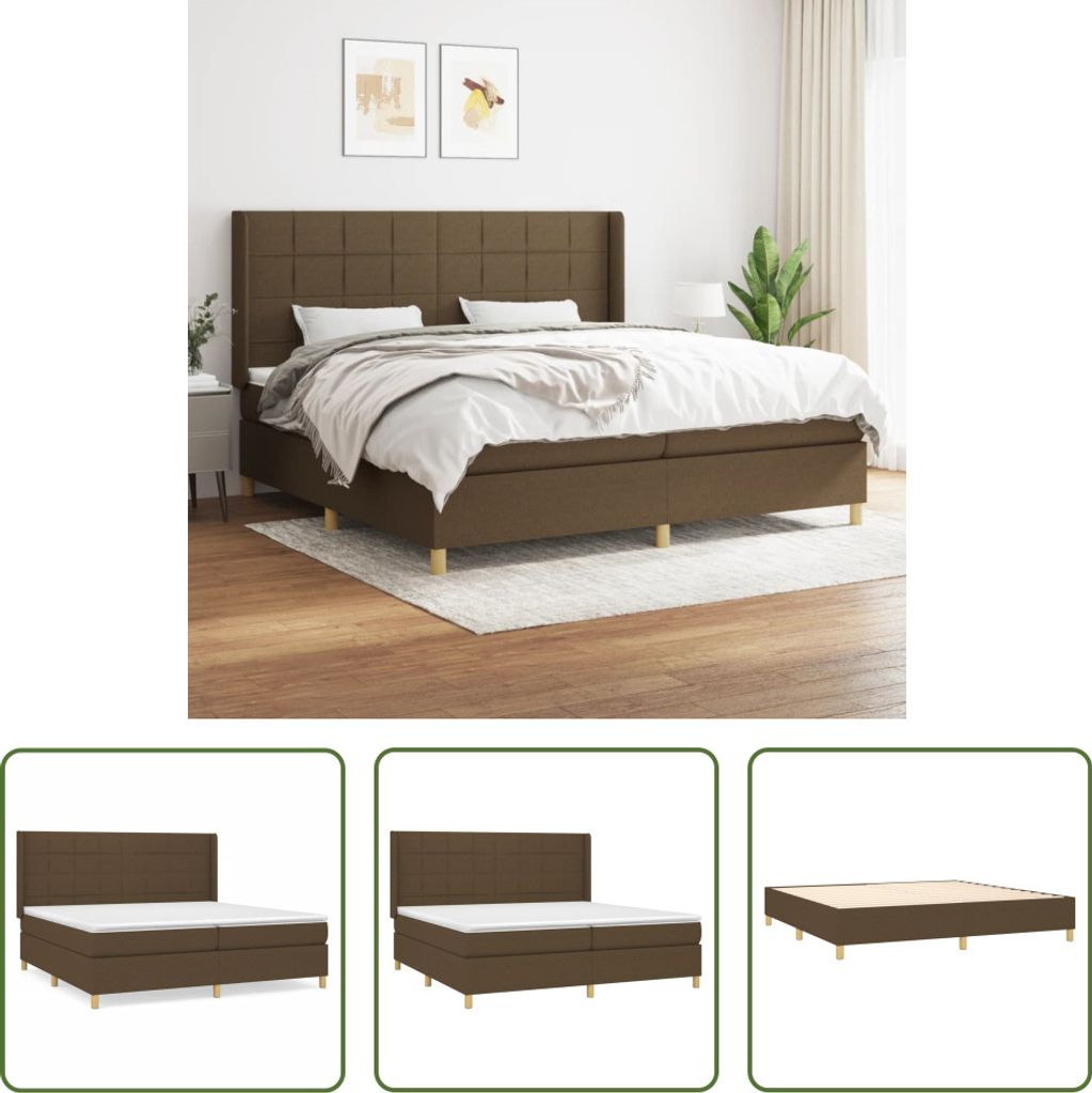 The Living Store Boxspringbett mit Matratze Dunkelbraun 200x200 cm Stoff