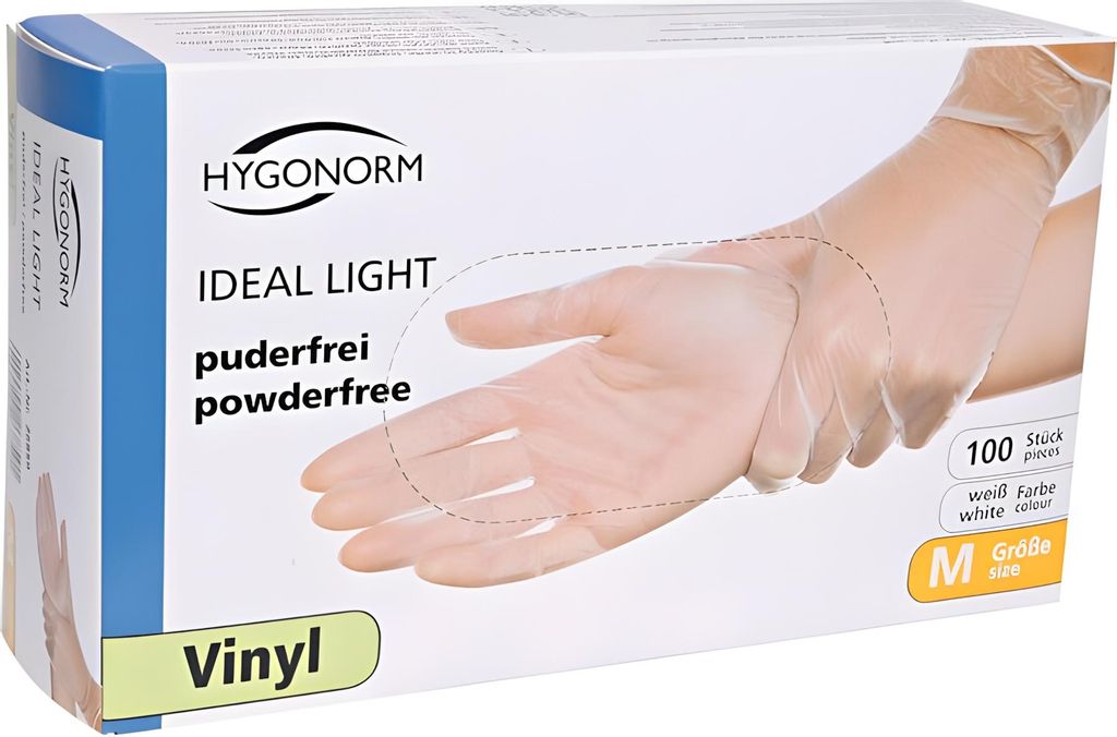 100 Stk Vinyl Handschuhe Ideal Light puderfrei CAT 1 Produktbild 