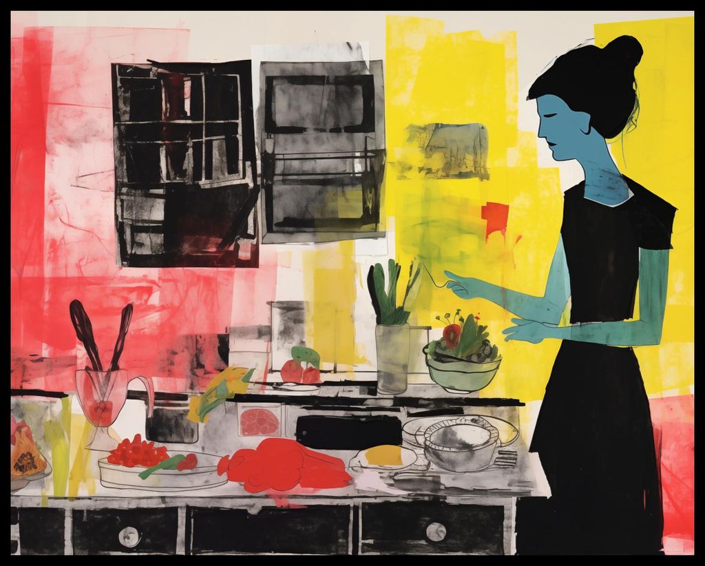 Plakat 76x60,5cm Kulinarische Überlegungen beim Kochen