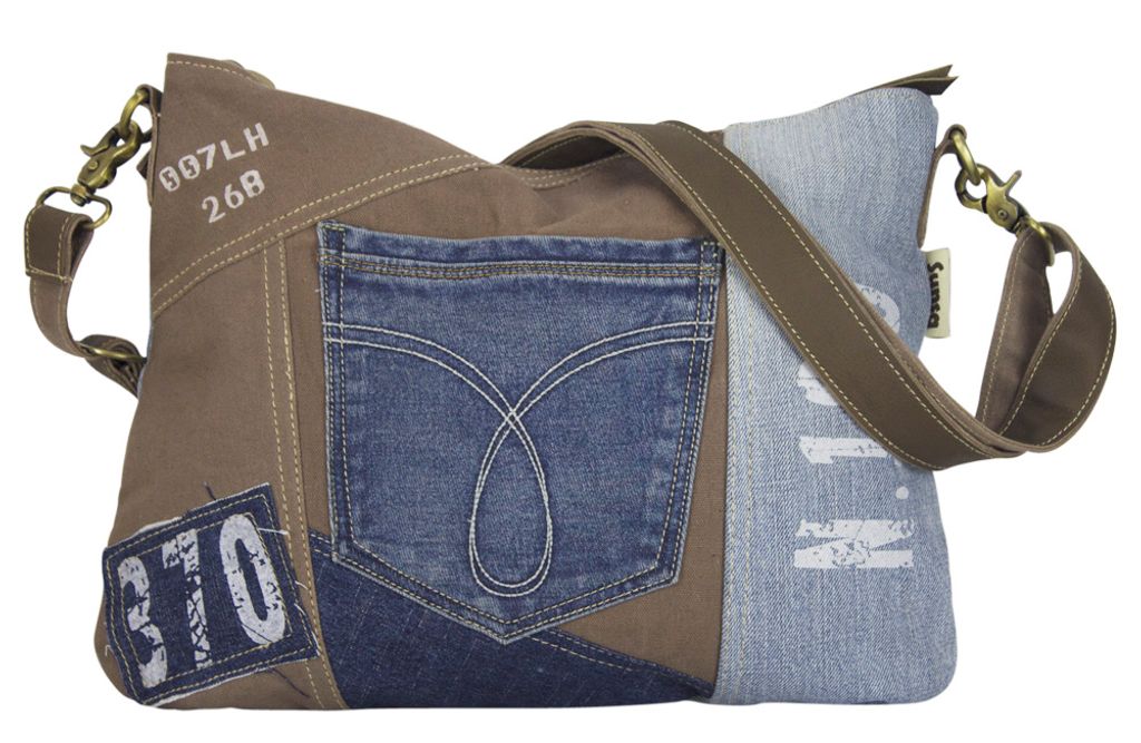 Sunsa Damen Tasche Umhängetasche kleine Schultertasche Handtasche aus Canvas & Jeans blau 52247