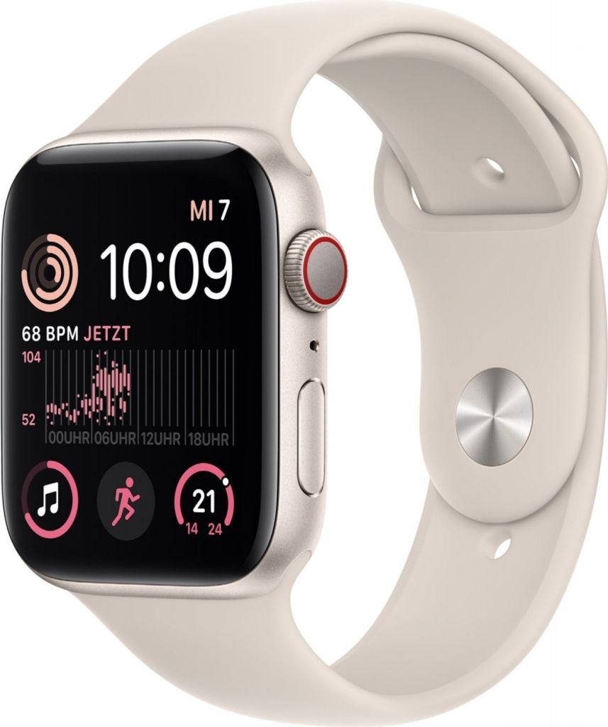 Apple Watch SE Smartwatch, 44mm, GPS + Mobilfunk, Starlight Produktbild 