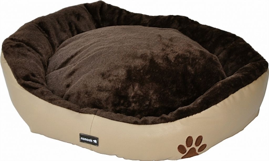 Beaver Hundebett Katzenbett beige mit braunem Plüsch 70 x 60 cm