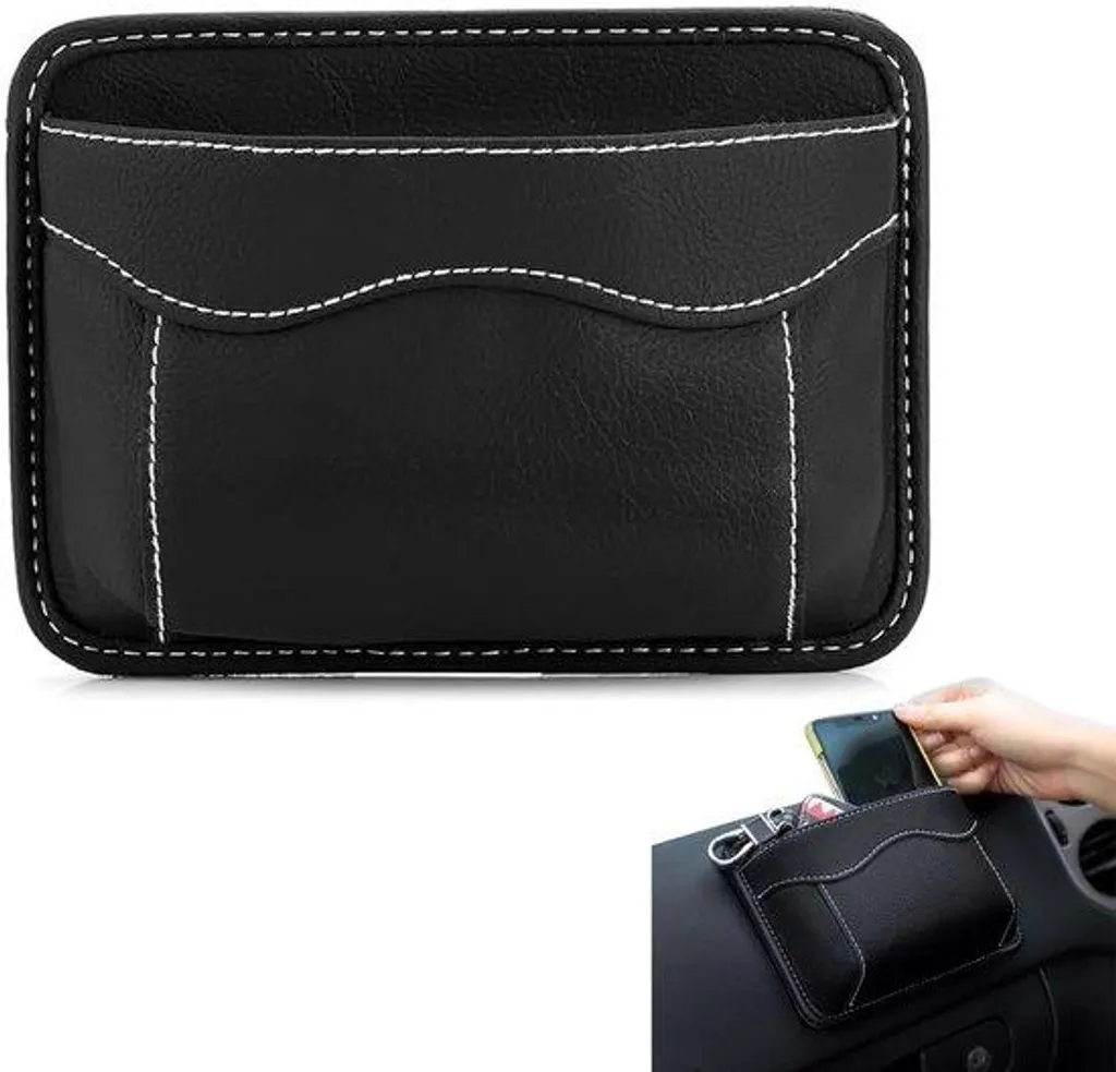 Organiseur de Siège Auto Adhésif Noir - Rangement Ultra Compact et Fin