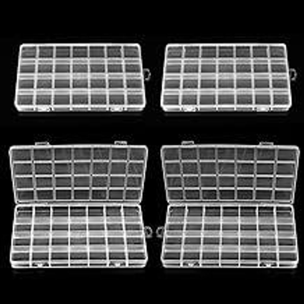4 Stk Sortierboxen für Kleinteile Aufbewahrungsbox mit Fächern und Deckel,28 Fächern Sortierkasten Kleinteilebox,Transparente Sotierungsboxen f...