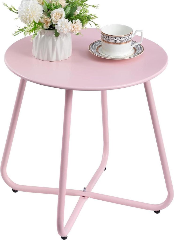 Beistelltisch Outdoor Balkontisch 43x43cm, Rosa Metall Produktbild 