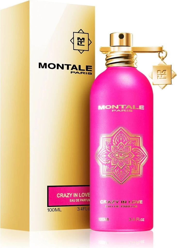 A bottle of Montale Crazy in Love perfume and its packaging.