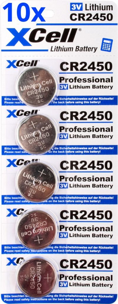 50x CR2450 Lithium-Knopfzelle 3V / 620mAh (10x 5er Pack)