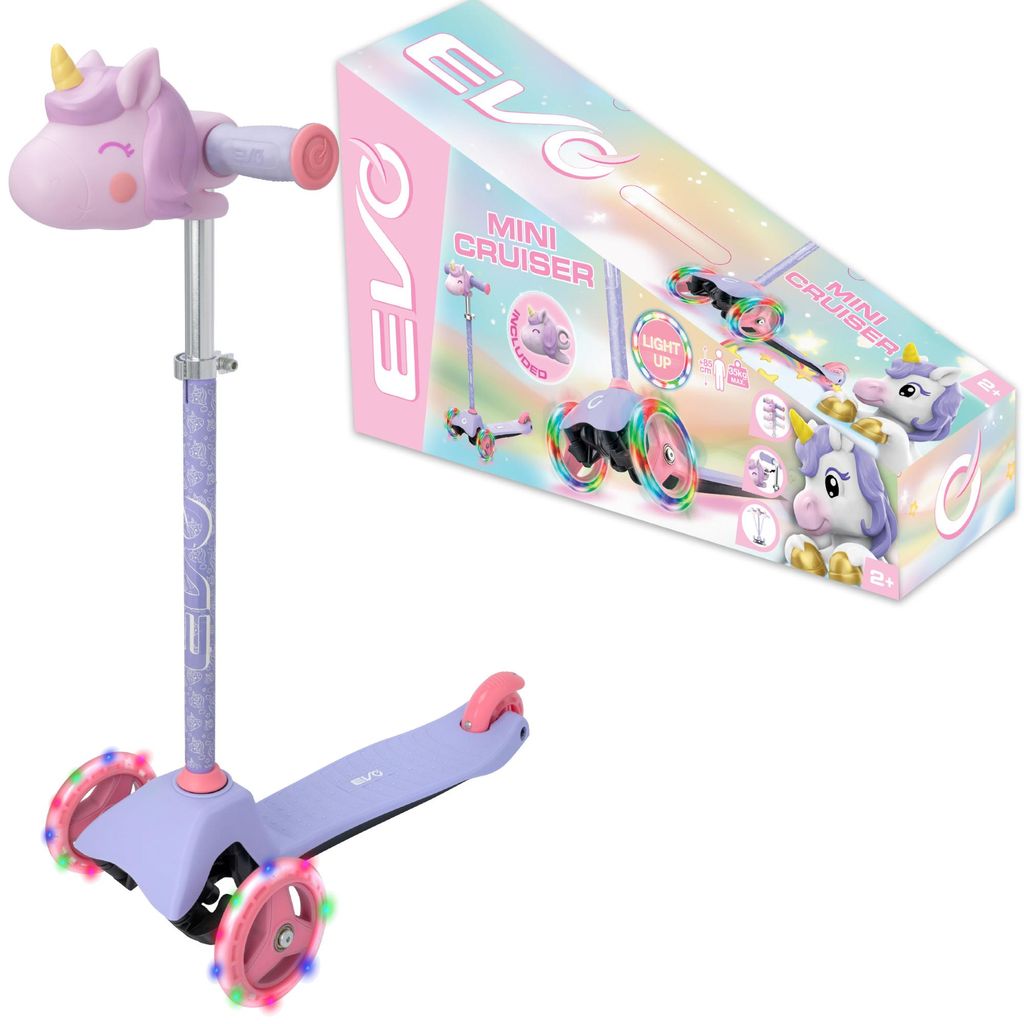 EVO Adjustable Tricycle Scooter für Kinder Light Up Mini Cruiser Luminous Unicorn Wheels