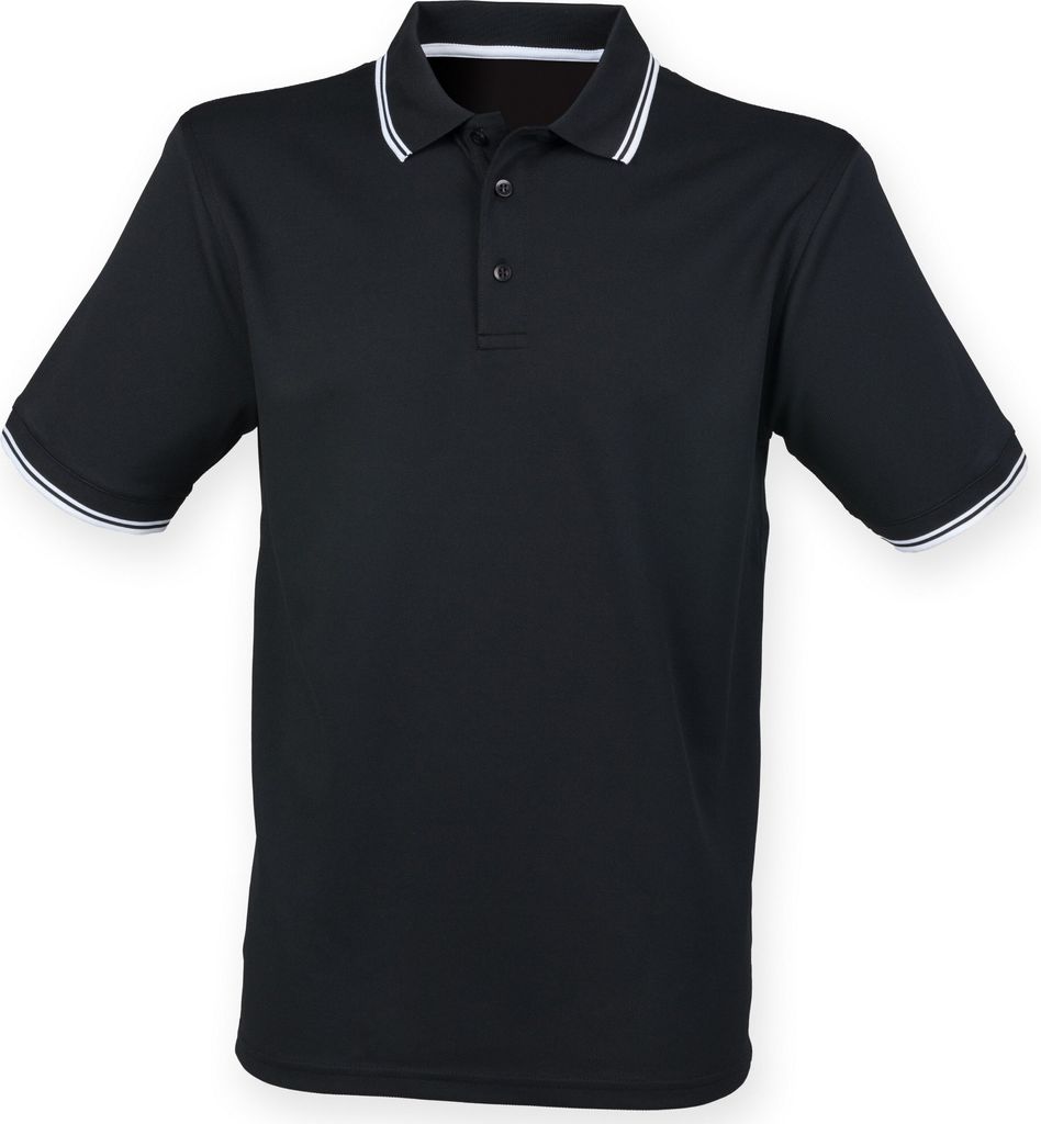 Henbury Herren Coolplus Polo-Hemd, Kurzarm RW4752 (S) (Schwarz/Weiß)