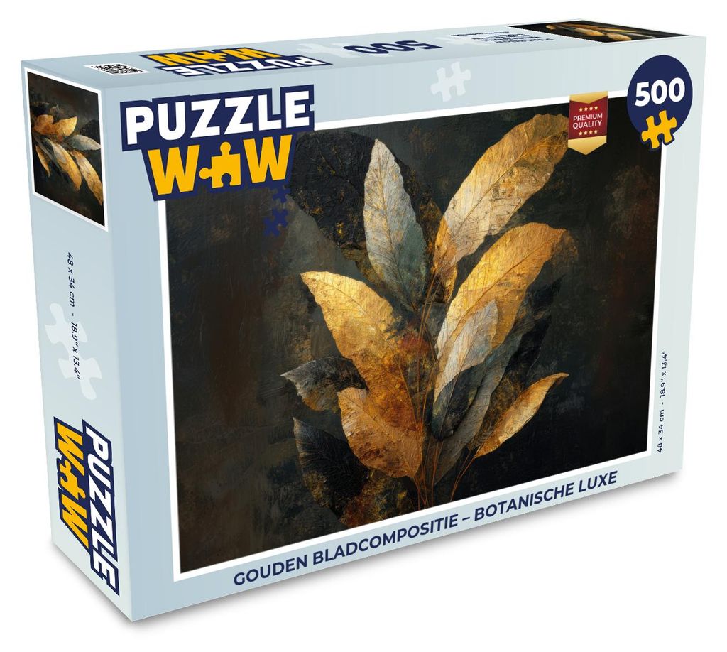 OnlyWow Puzzle 500 Teile Golden Leaf Komposition - Botanical Luxury - 500 Teile - Kinder - Selberbauen - Puzzlespiele