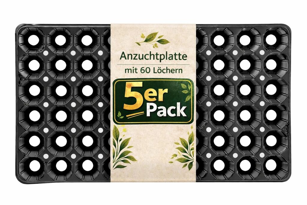 BigDean Anzuchtplatte Pro 5er Pack 60 Pflanzlöcher Ø 4,7 cm Produktbild 