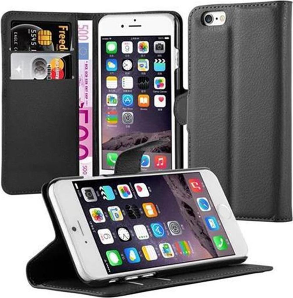 Cadorabo Hülle für Apple iPhone 6 / 6S Schutz Hülle in Schwarz Handyhülle Etui Case Cover Magnetverschluss