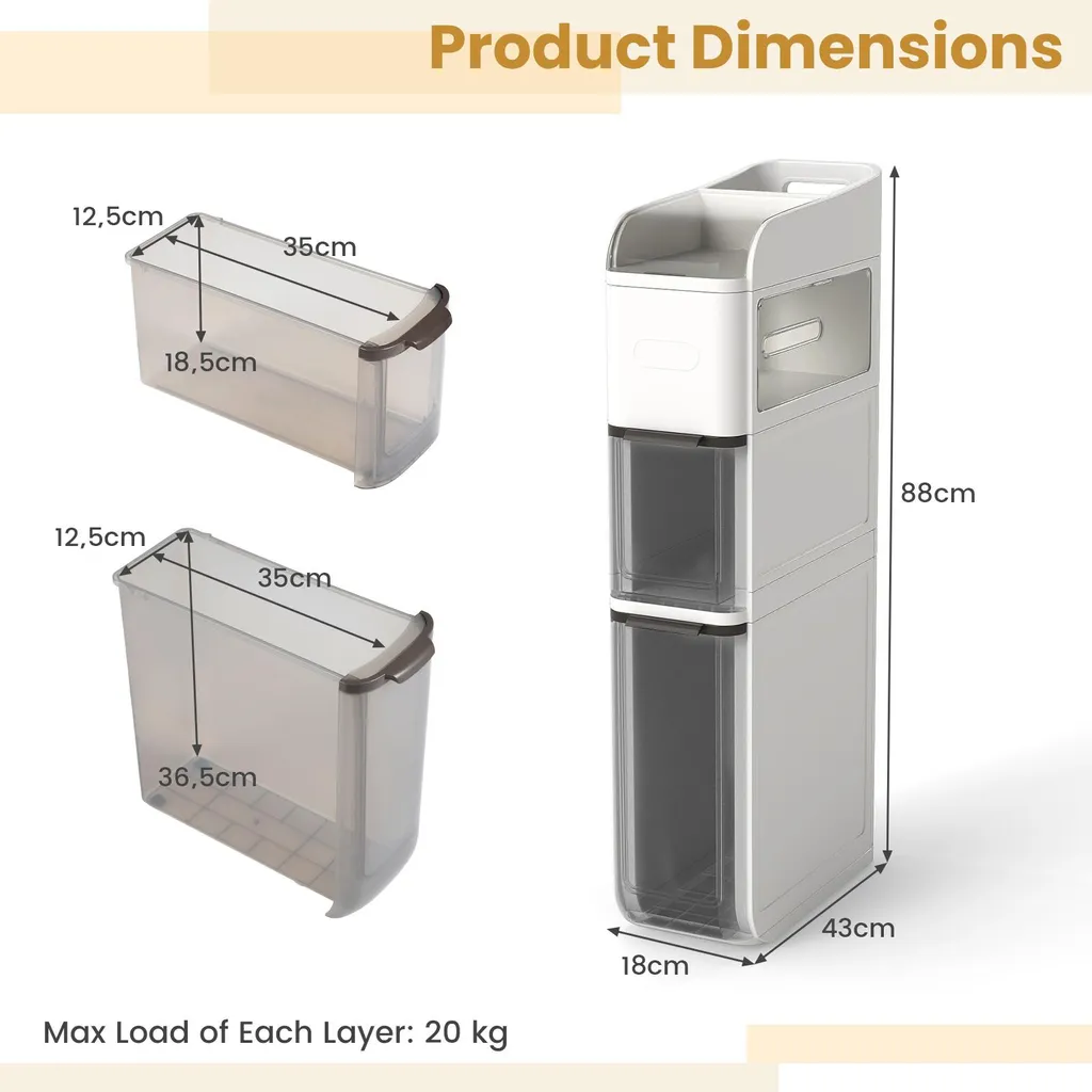 Chariot de rangement fin blanc pour optimiser les petites salles de bain
