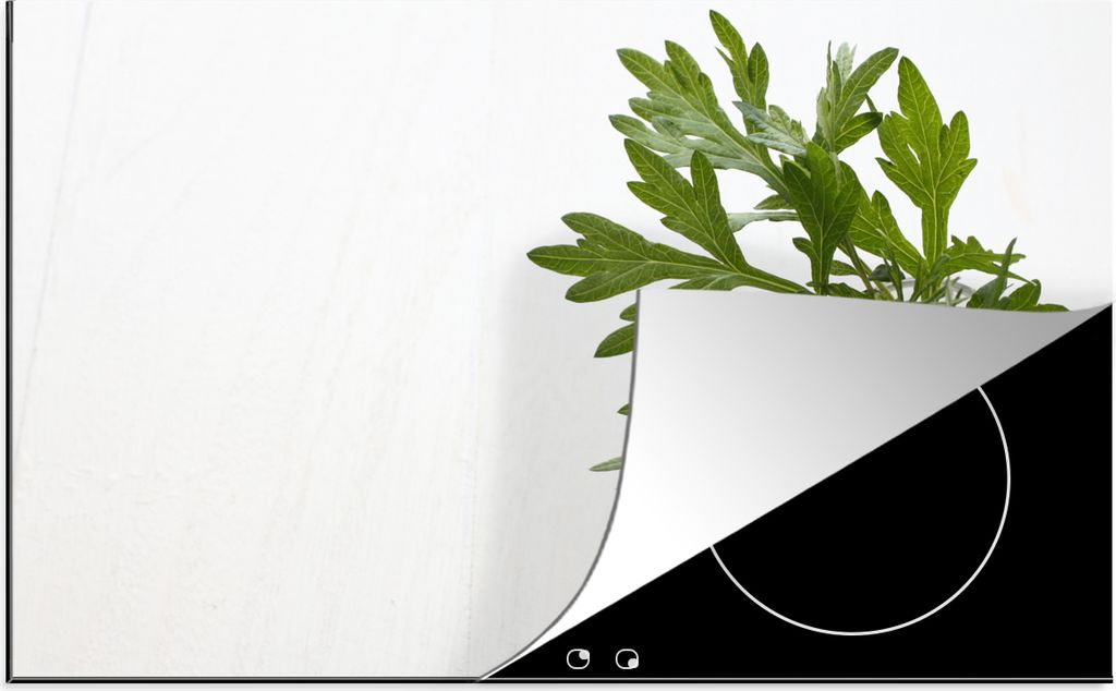 KitchenYeah Herdabdeckplatte Nahaufnahme der Wermutblätter , 81x52cm, Küche Deko, Glaskeramikfeld Herdabdeckung, Abdeckplatte fùr Kochfeld