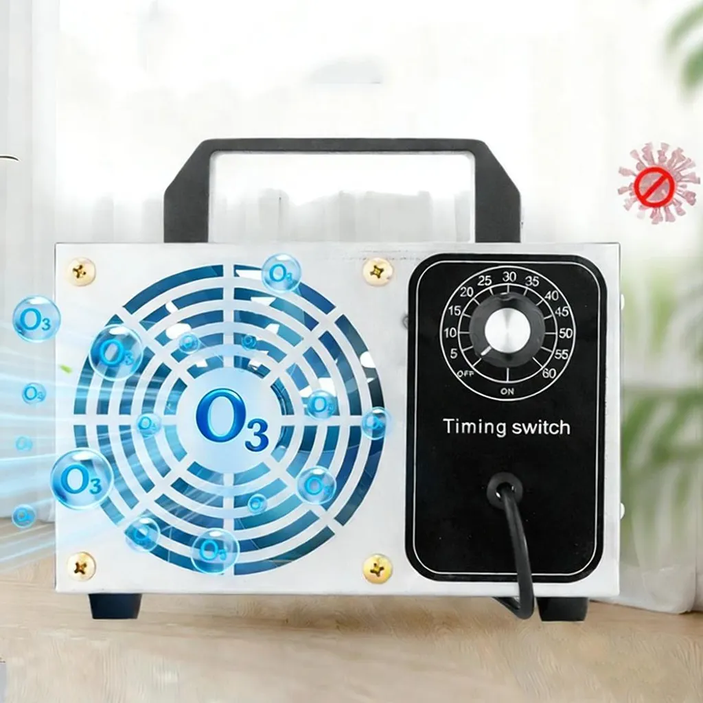 Purificatore d'aria con ozono per la casa - Generatore di ozono - 120 W - 50 m³/h - Per >40 m² - 220 V - Portatile - Neutralizzazione degli odori - Bianco